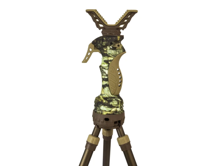 Obrotowa głowica 360 stopni i widełki V-YOKE w pastorału Primos Trigger Stick